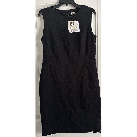Anne Klein Women's Textured Sleeveless Sheath Dress Formal Casual Chic Black 8 - Picture 5 of 13